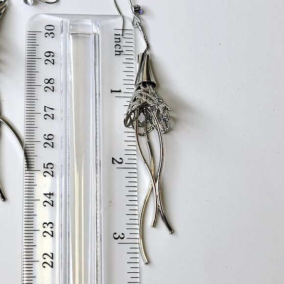 Silver Filigree Dangle Drop Earrings with Long Tassels - Picture 6 of 9